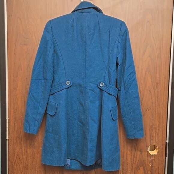 Suzy Shier Size XS Blue Button Down Midi Length Pea Coat - Picture 4 of 9